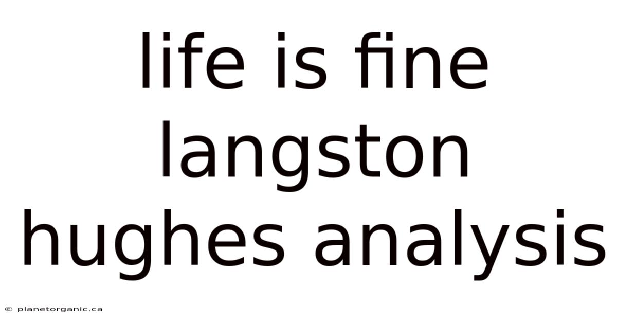 Life Is Fine Langston Hughes Analysis