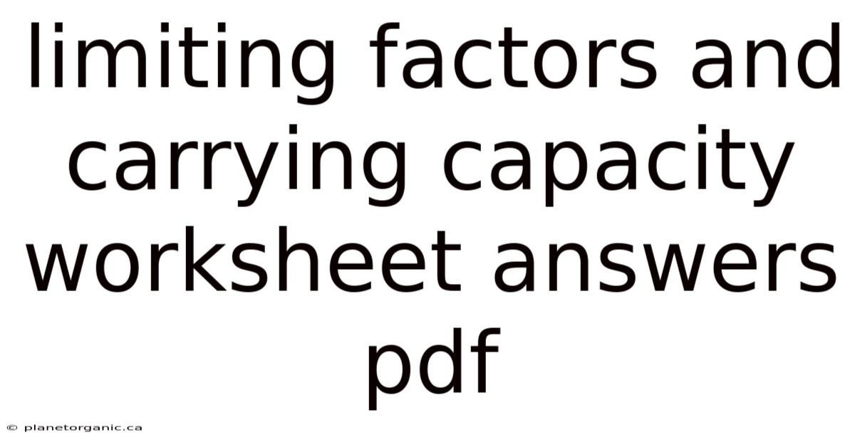 Limiting Factors And Carrying Capacity Worksheet Answers Pdf