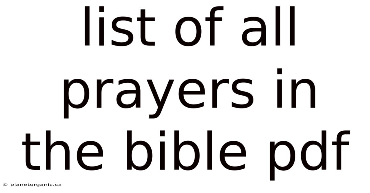 List Of All Prayers In The Bible Pdf