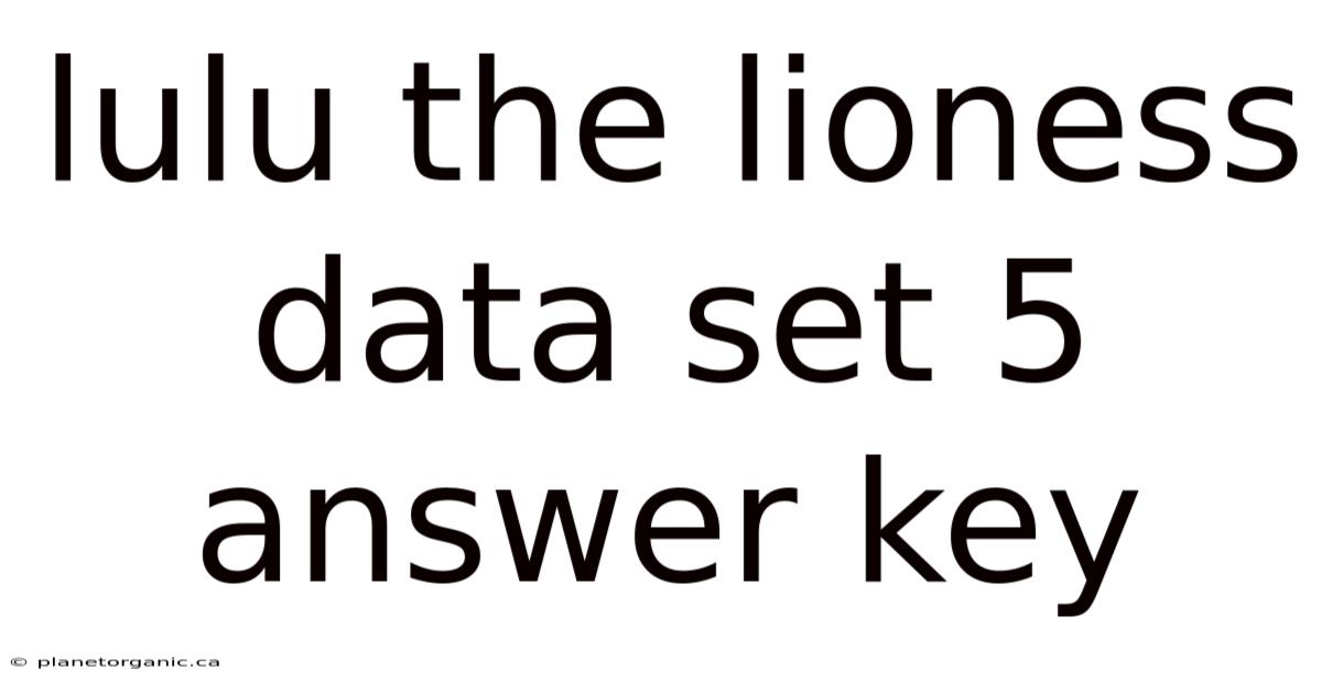 Lulu The Lioness Data Set 5 Answer Key