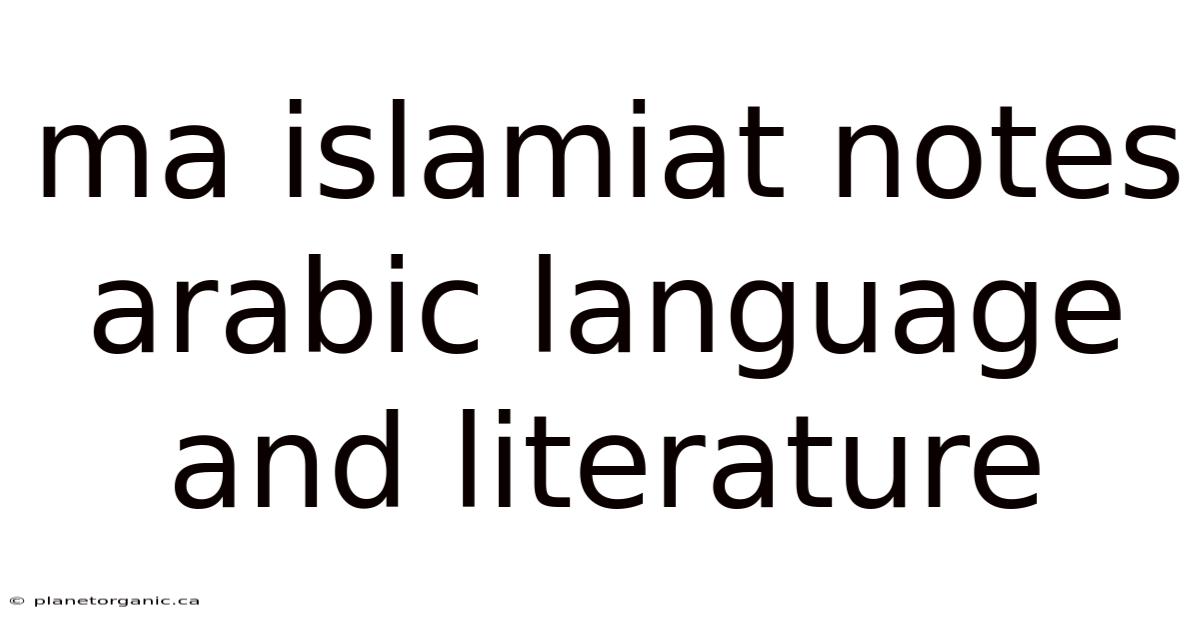 Ma Islamiat Notes Arabic Language And Literature