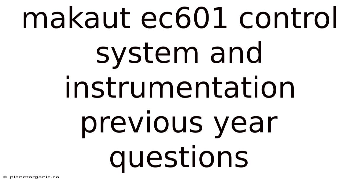 Makaut Ec601 Control System And Instrumentation Previous Year Questions