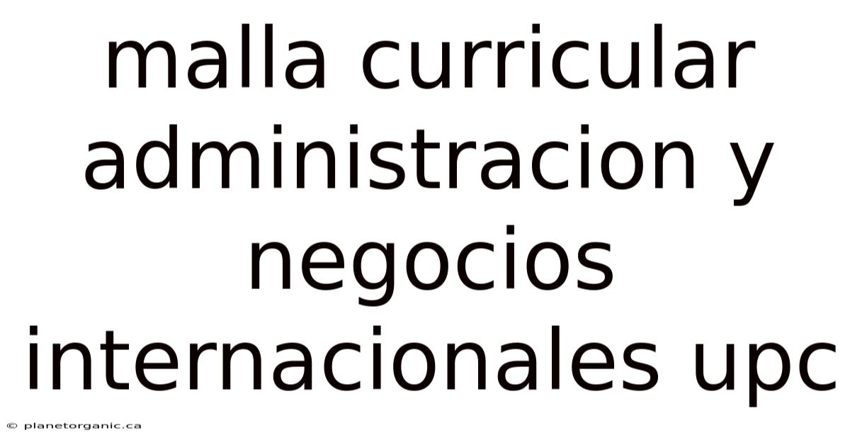 Malla Curricular Administracion Y Negocios Internacionales Upc