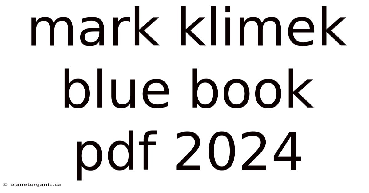 Mark Klimek Blue Book Pdf 2024