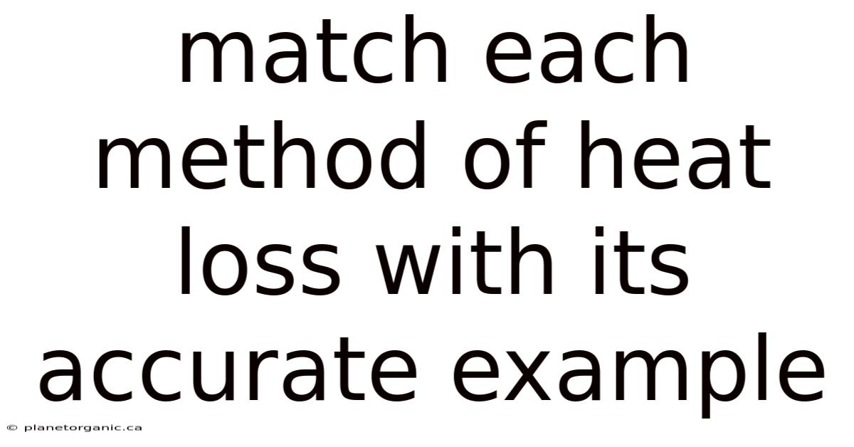 Match Each Method Of Heat Loss With Its Accurate Example
