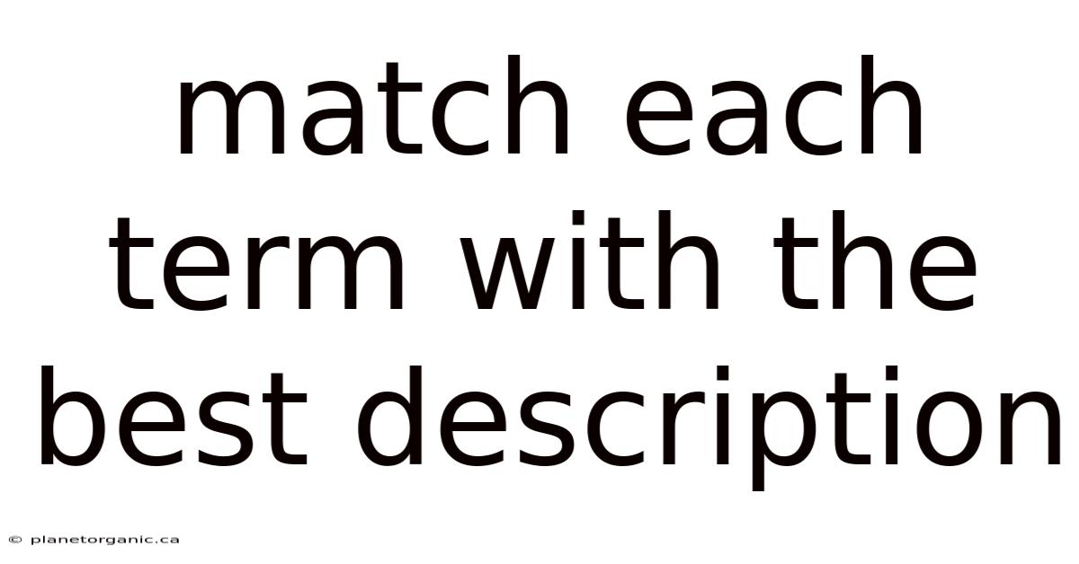 Match Each Term With The Best Description