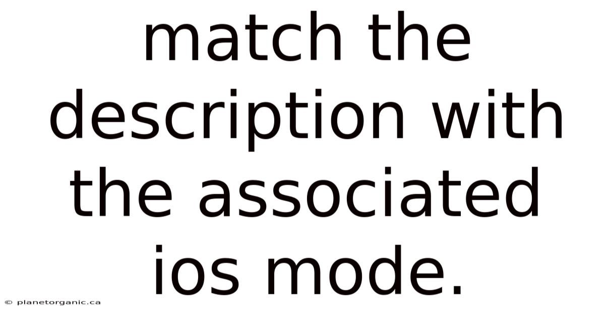 Match The Description With The Associated Ios Mode.