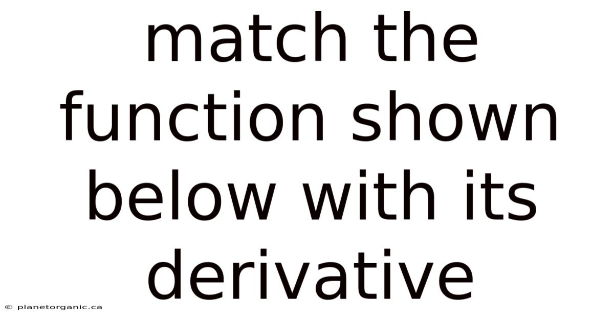 Match The Function Shown Below With Its Derivative
