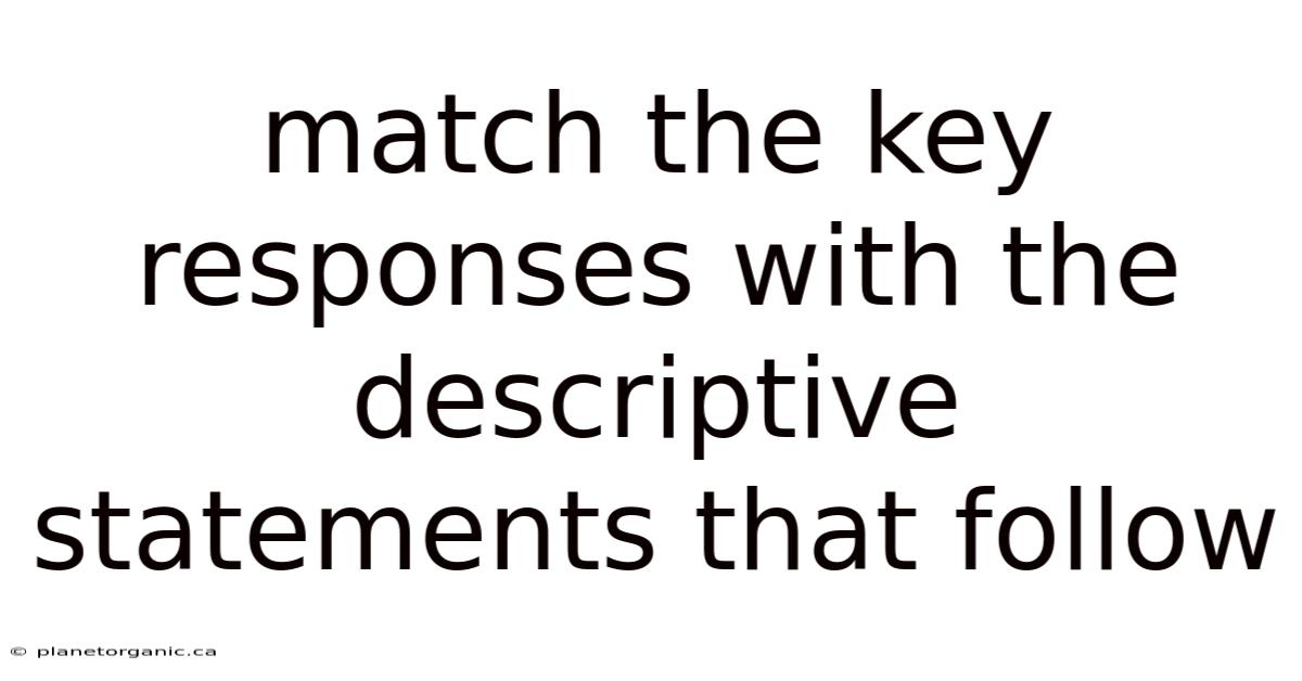 Match The Key Responses With The Descriptive Statements That Follow
