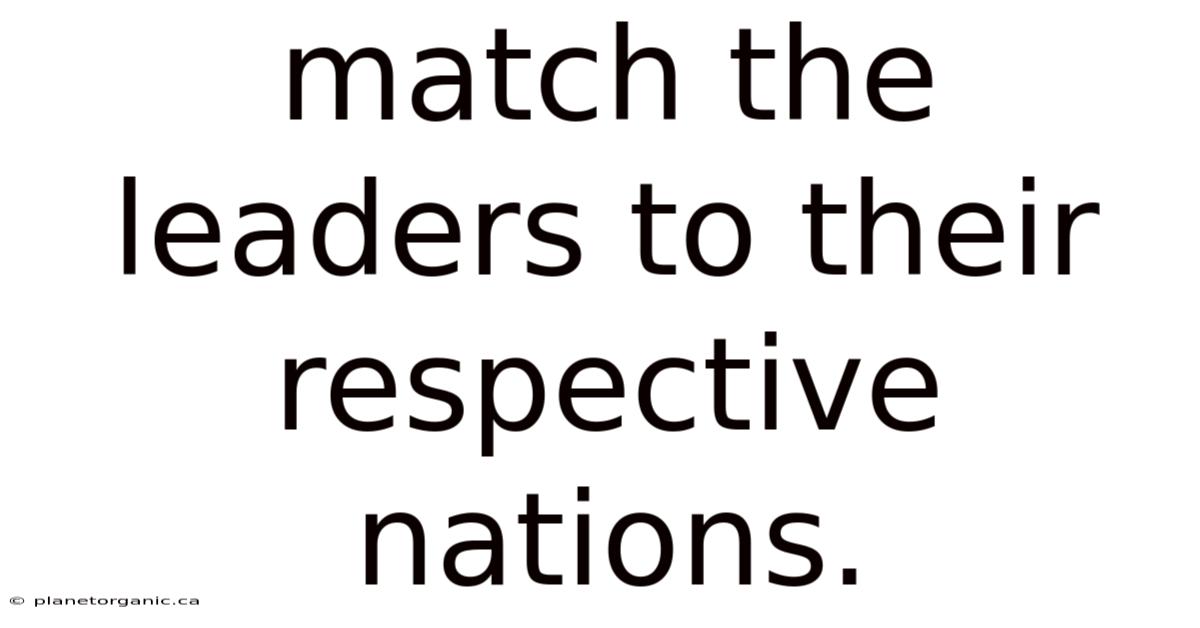 Match The Leaders To Their Respective Nations.