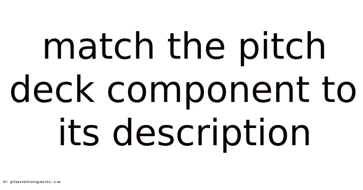 Match The Pitch Deck Component To Its Description