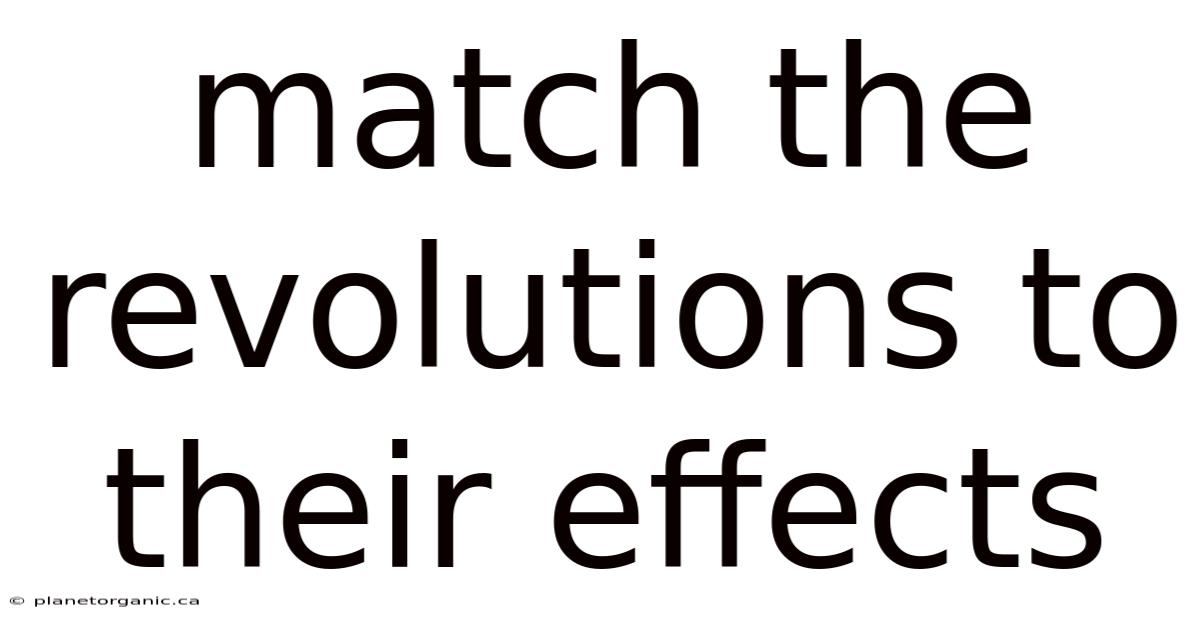 Match The Revolutions To Their Effects