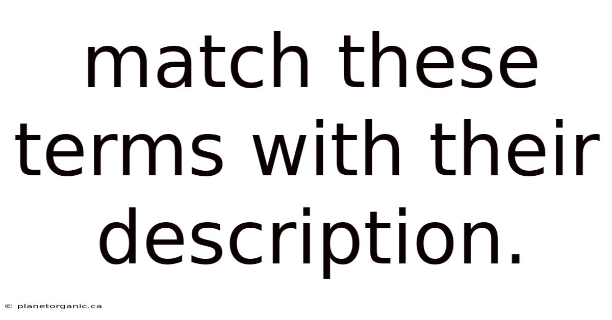 Match These Terms With Their Description.