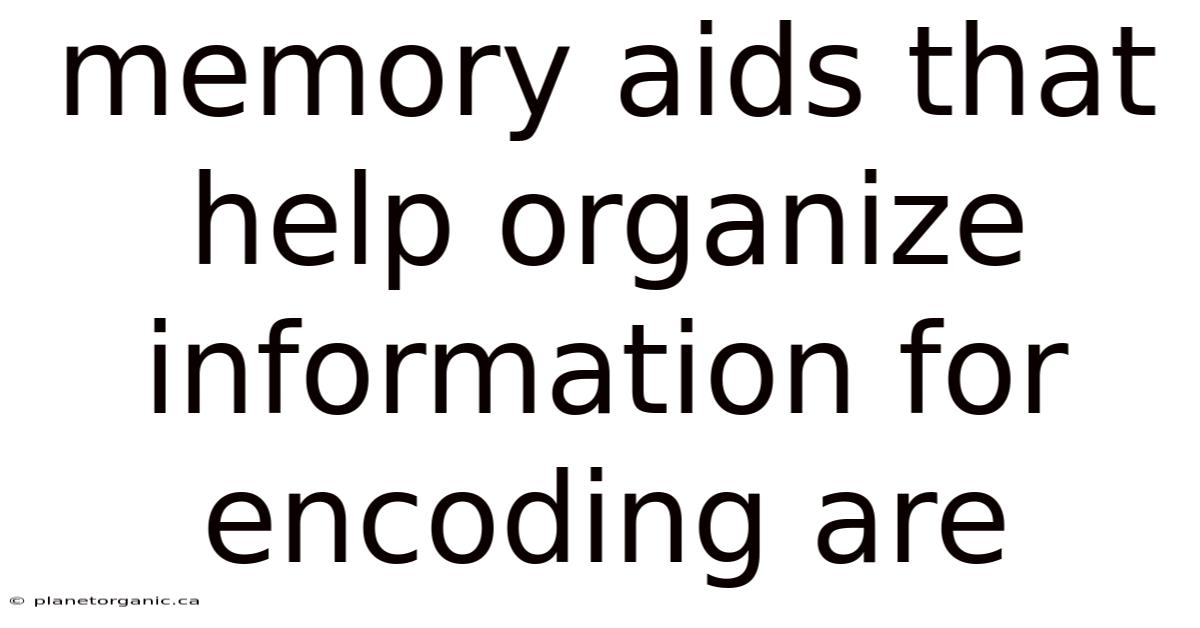 Memory Aids That Help Organize Information For Encoding Are