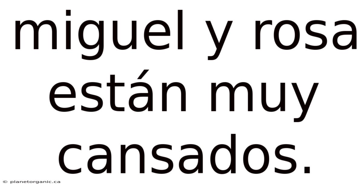 Miguel Y Rosa Están Muy Cansados.