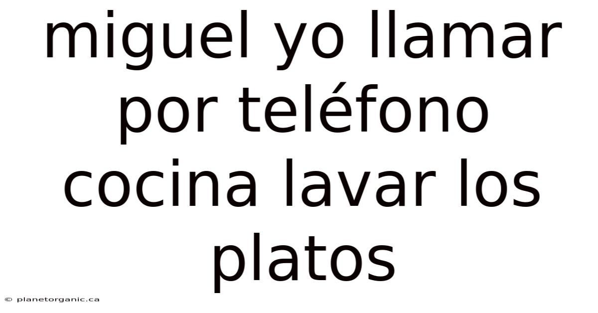 Miguel Yo Llamar Por Teléfono Cocina Lavar Los Platos