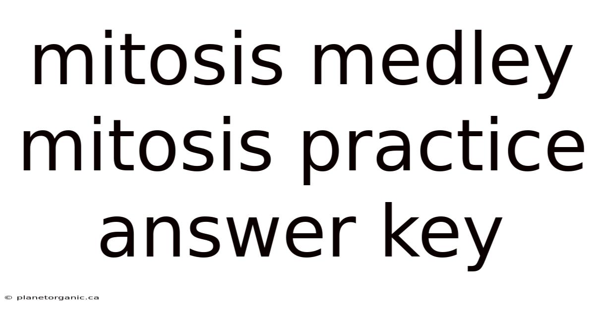 Mitosis Medley Mitosis Practice Answer Key