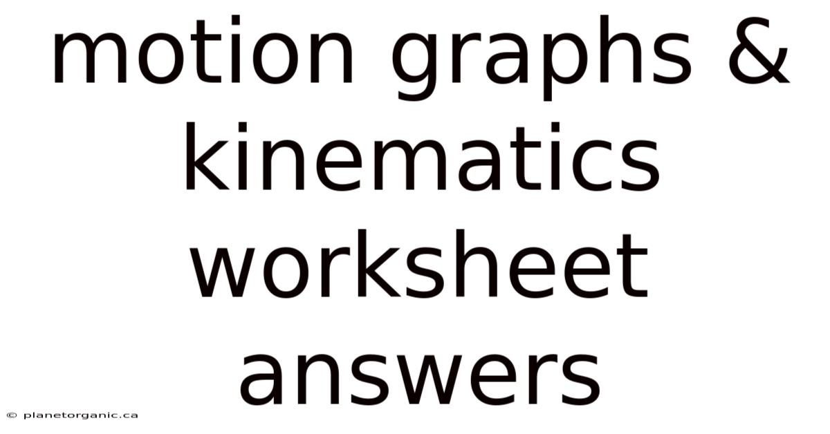 Motion Graphs & Kinematics Worksheet Answers