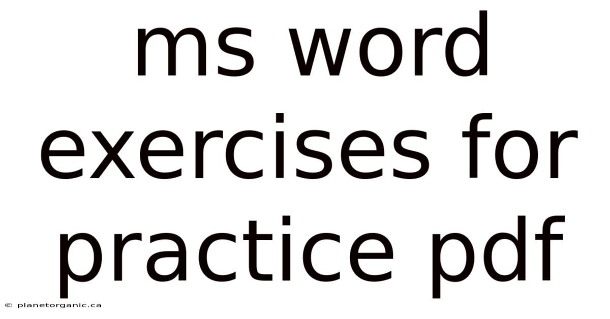 Ms Word Exercises For Practice Pdf