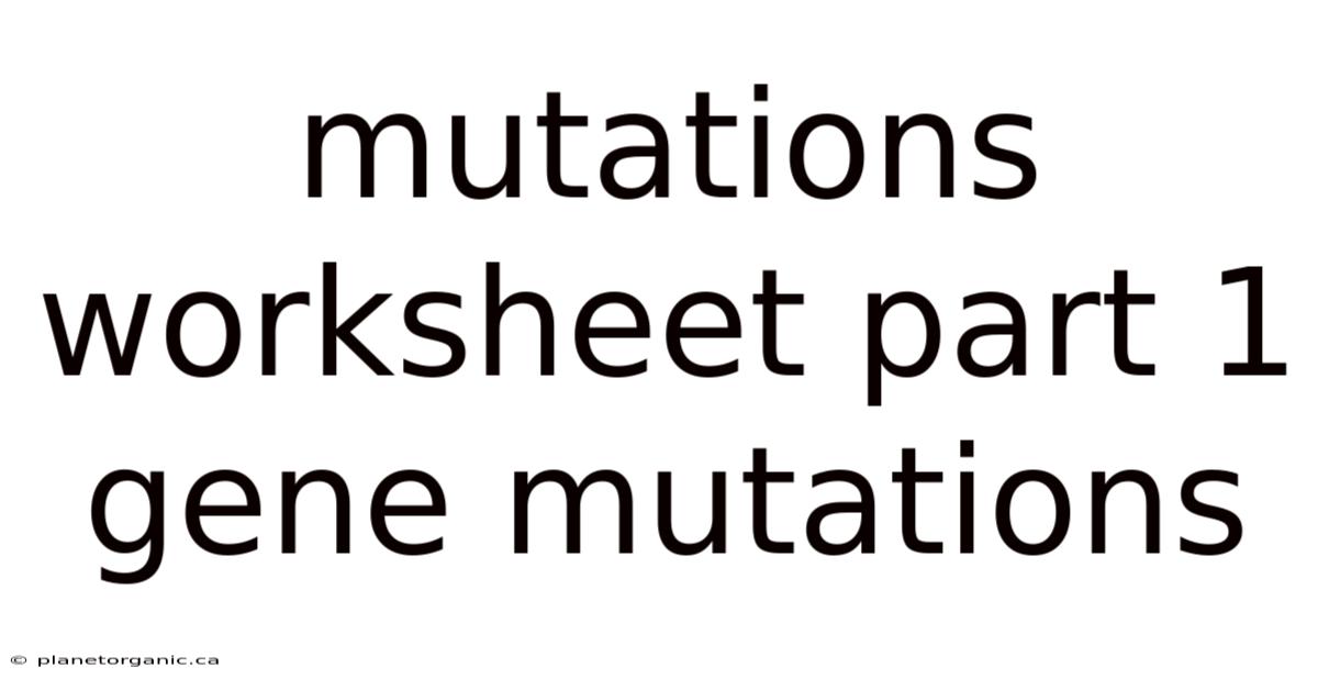 Mutations Worksheet Part 1 Gene Mutations