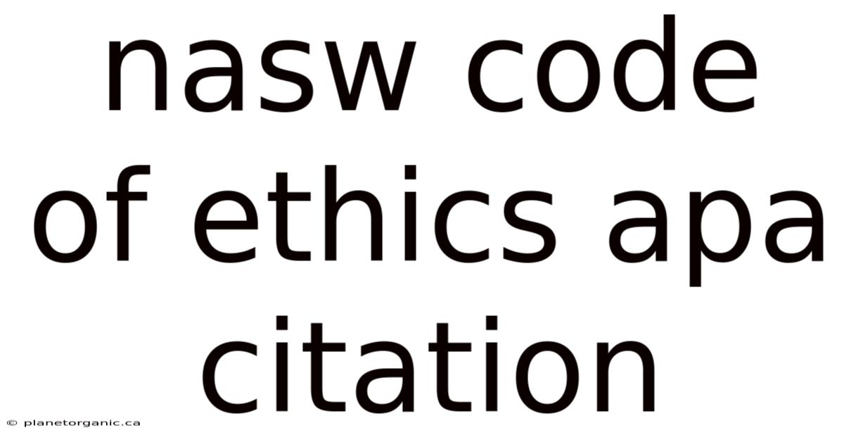 Nasw Code Of Ethics Apa Citation