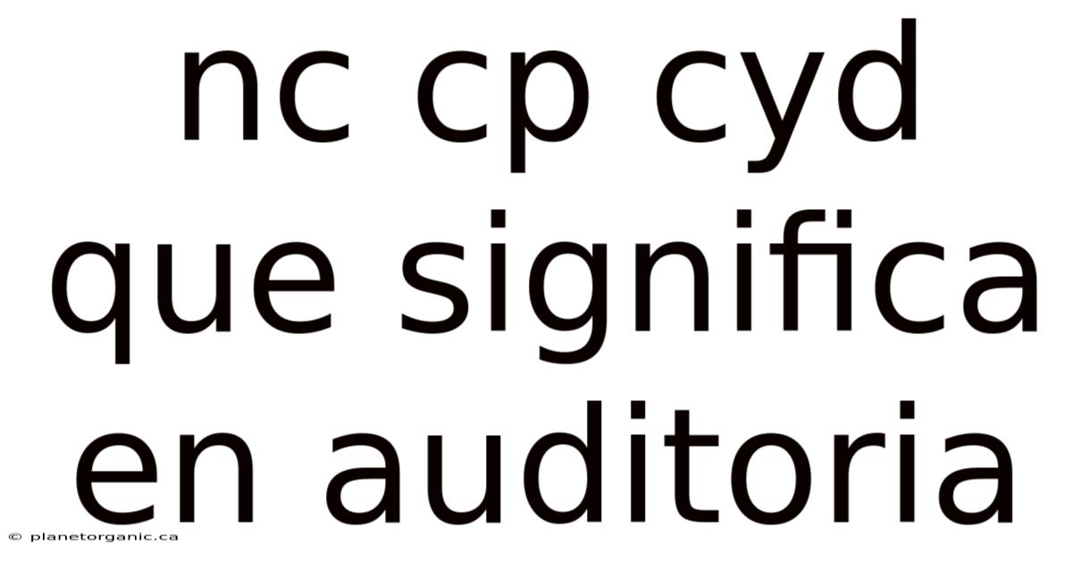 Nc Cp Cyd Que Significa En Auditoria