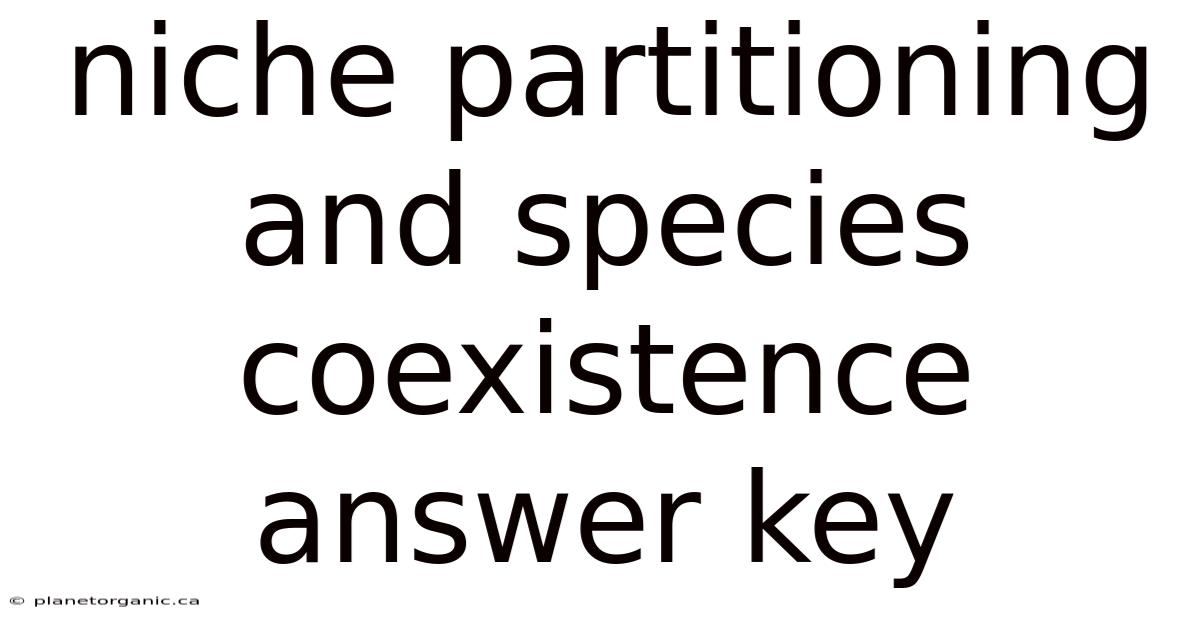 Niche Partitioning And Species Coexistence Answer Key