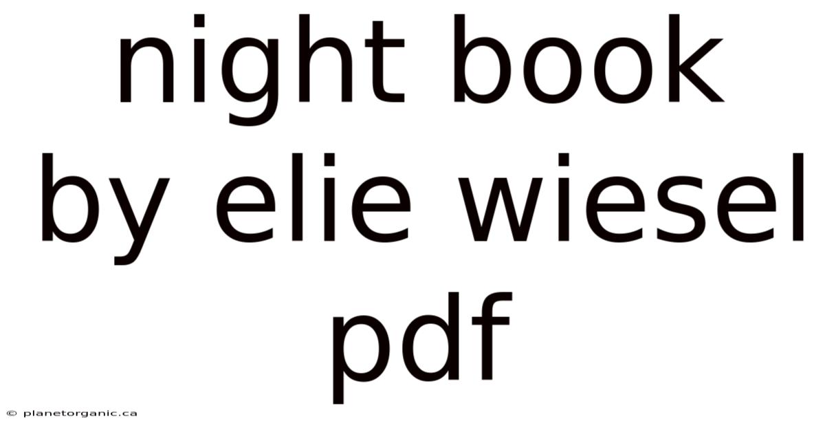 Night Book By Elie Wiesel Pdf