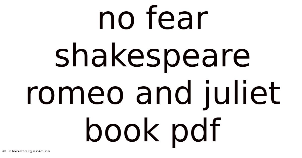 No Fear Shakespeare Romeo And Juliet Book Pdf