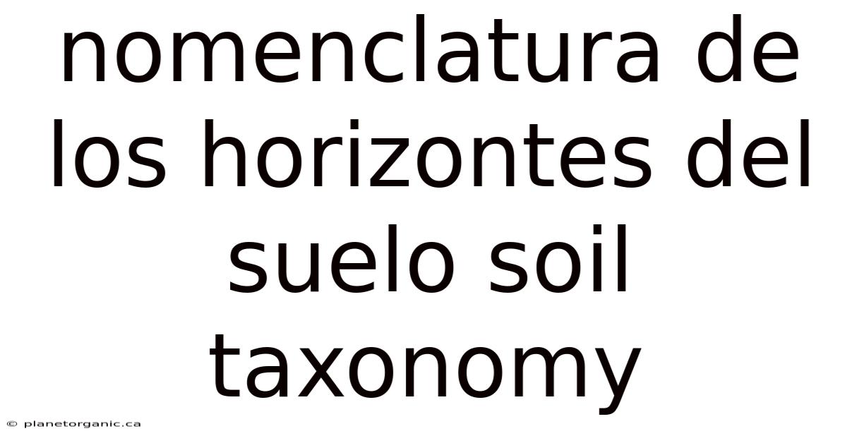 Nomenclatura De Los Horizontes Del Suelo Soil Taxonomy