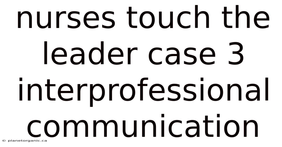 Nurses Touch The Leader Case 3 Interprofessional Communication