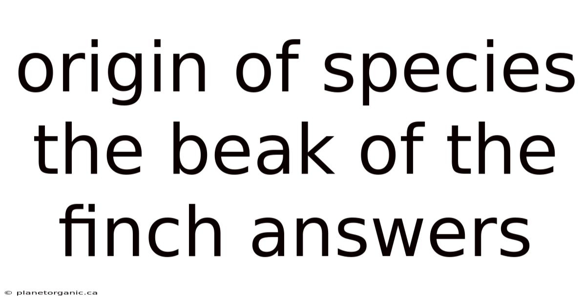 Origin Of Species The Beak Of The Finch Answers