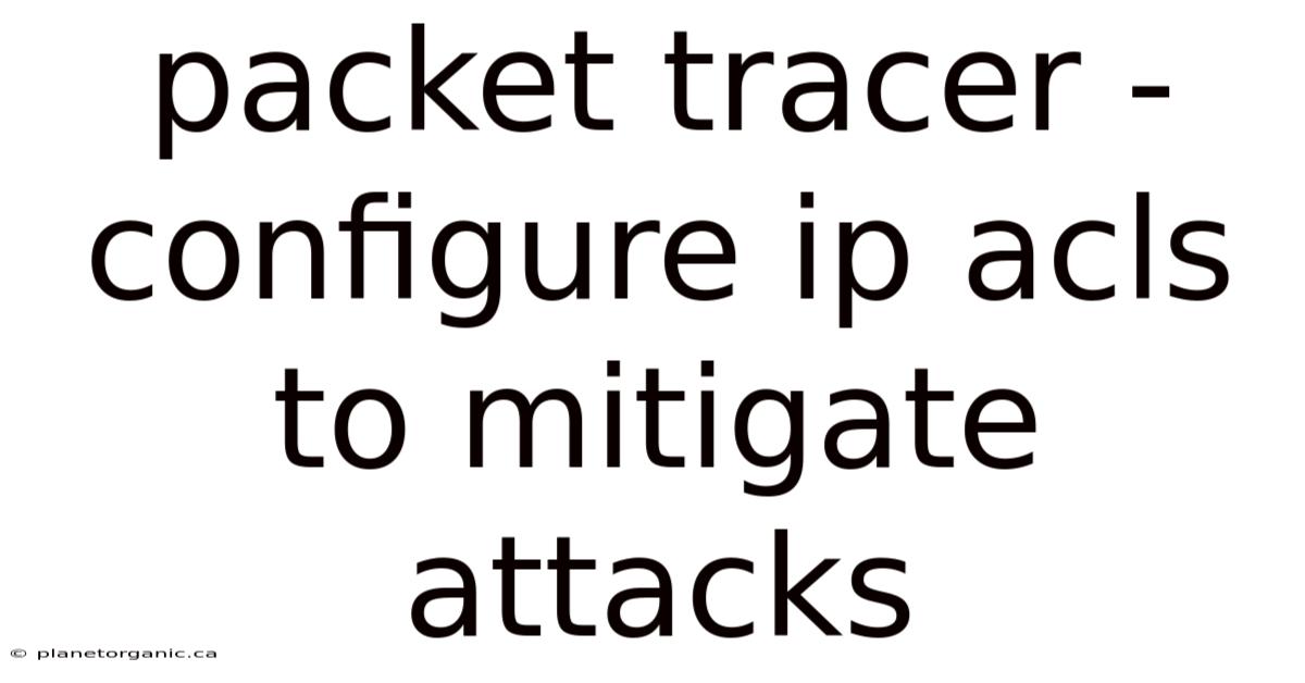 Packet Tracer - Configure Ip Acls To Mitigate Attacks