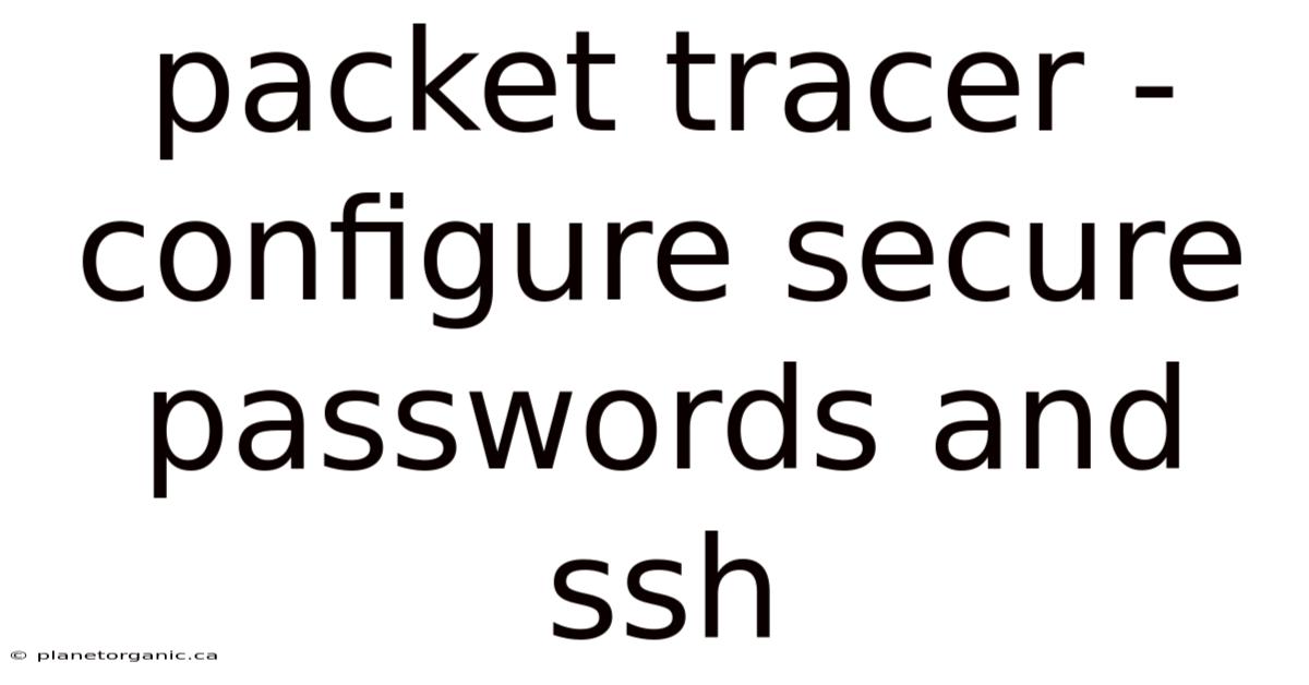 Packet Tracer - Configure Secure Passwords And Ssh