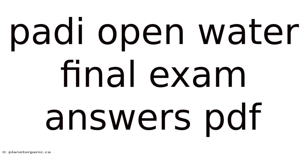 Padi Open Water Final Exam Answers Pdf