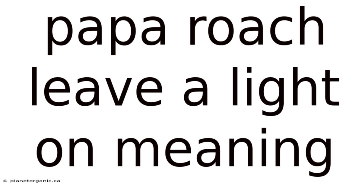 Papa Roach Leave A Light On Meaning