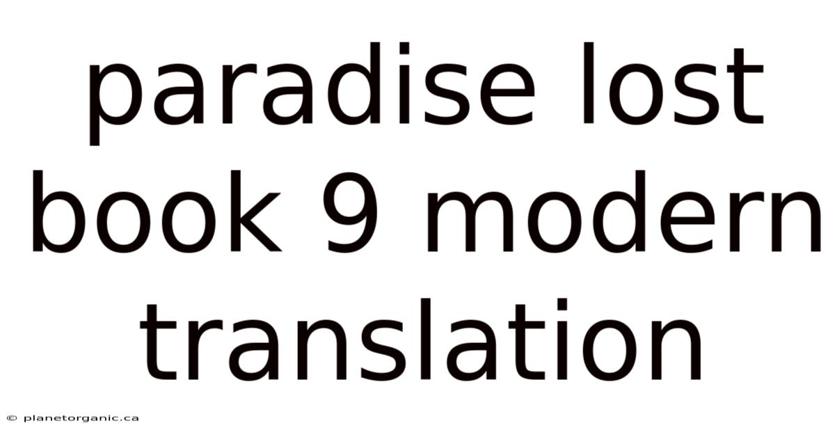 Paradise Lost Book 9 Modern Translation
