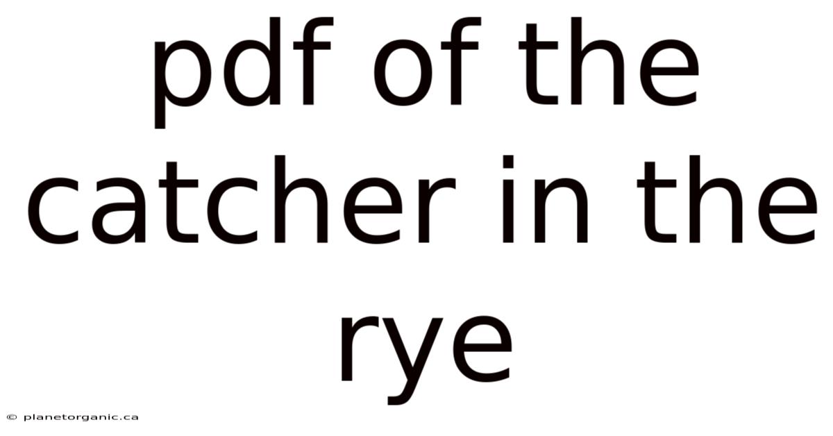 Pdf Of The Catcher In The Rye