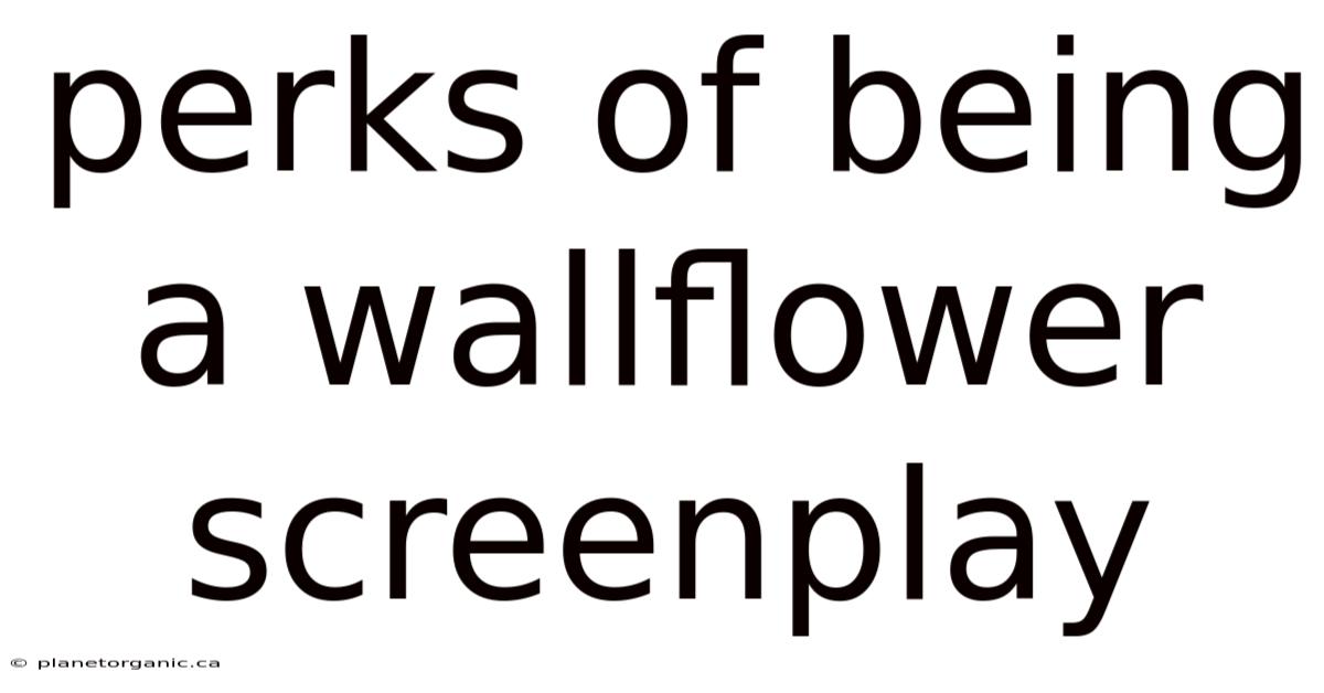 Perks Of Being A Wallflower Screenplay