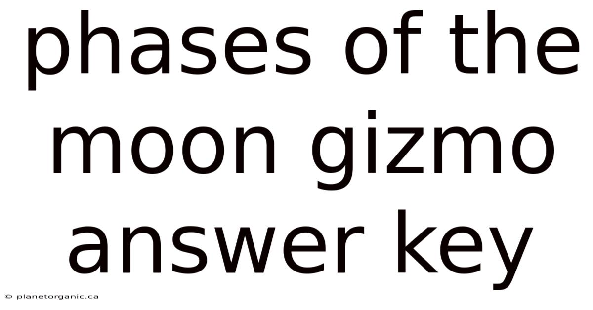 Phases Of The Moon Gizmo Answer Key