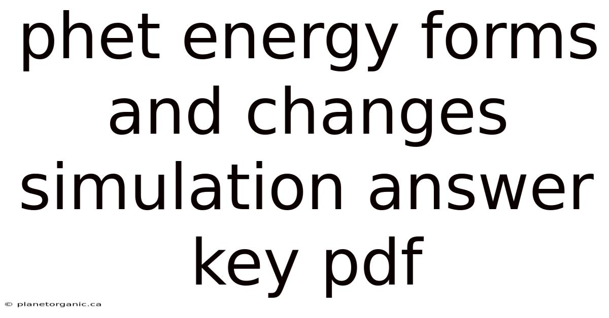 Phet Energy Forms And Changes Simulation Answer Key Pdf