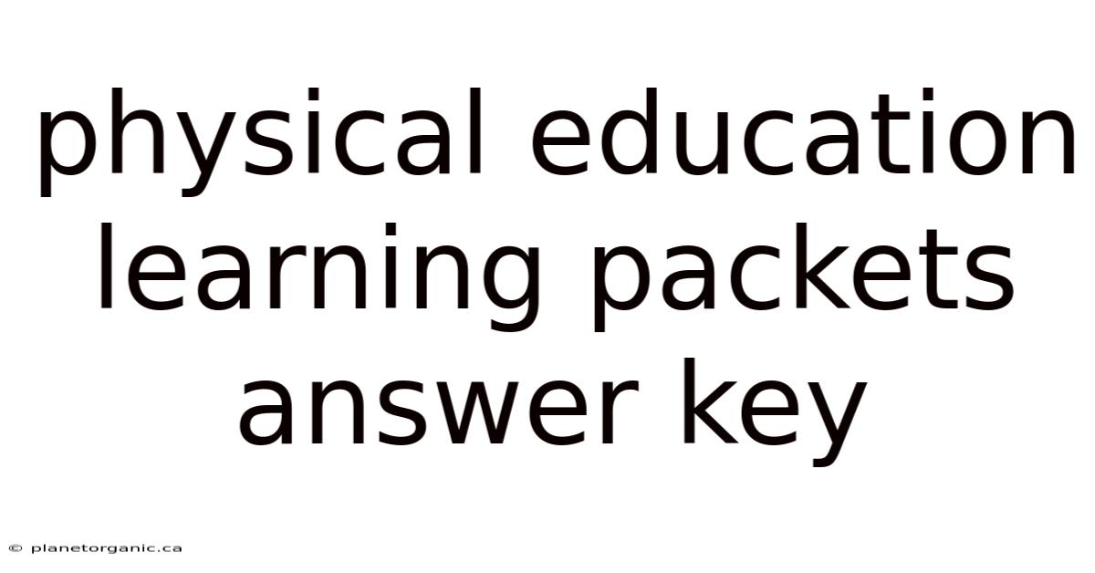 Physical Education Learning Packets Answer Key
