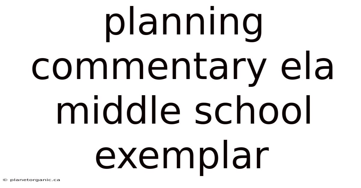 Planning Commentary Ela Middle School Exemplar