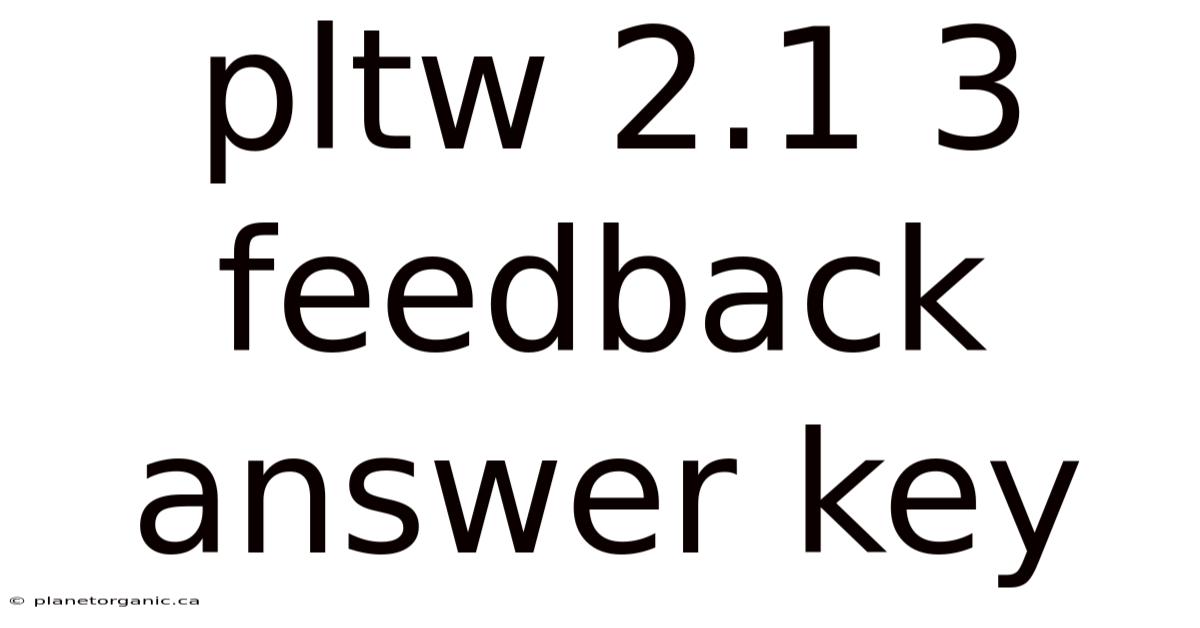 Pltw 2.1 3 Feedback Answer Key