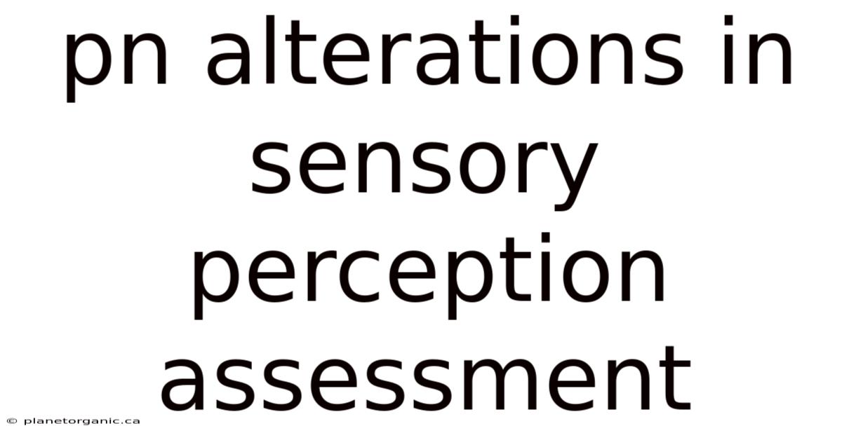 Pn Alterations In Sensory Perception Assessment