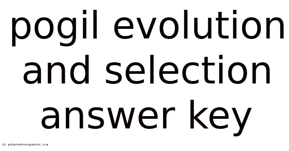 Pogil Evolution And Selection Answer Key