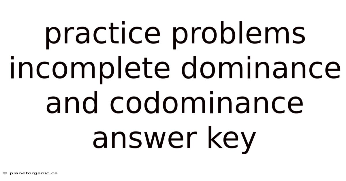 Practice Problems Incomplete Dominance And Codominance Answer Key