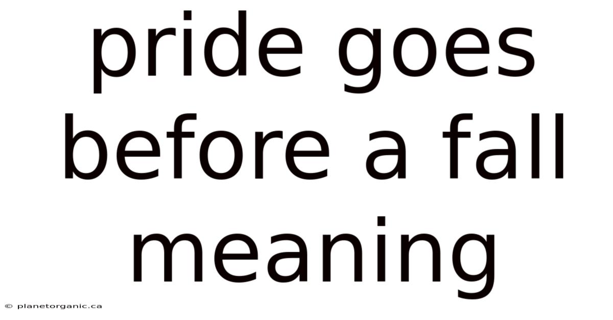 Pride Goes Before A Fall Meaning