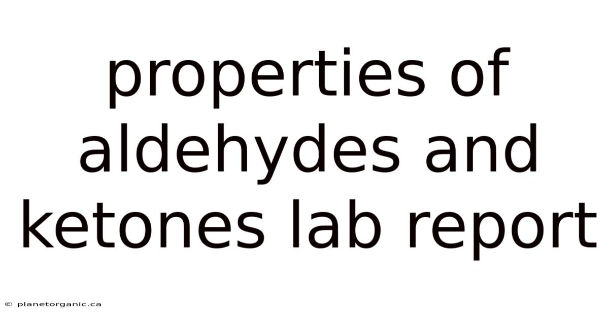 Properties Of Aldehydes And Ketones Lab Report