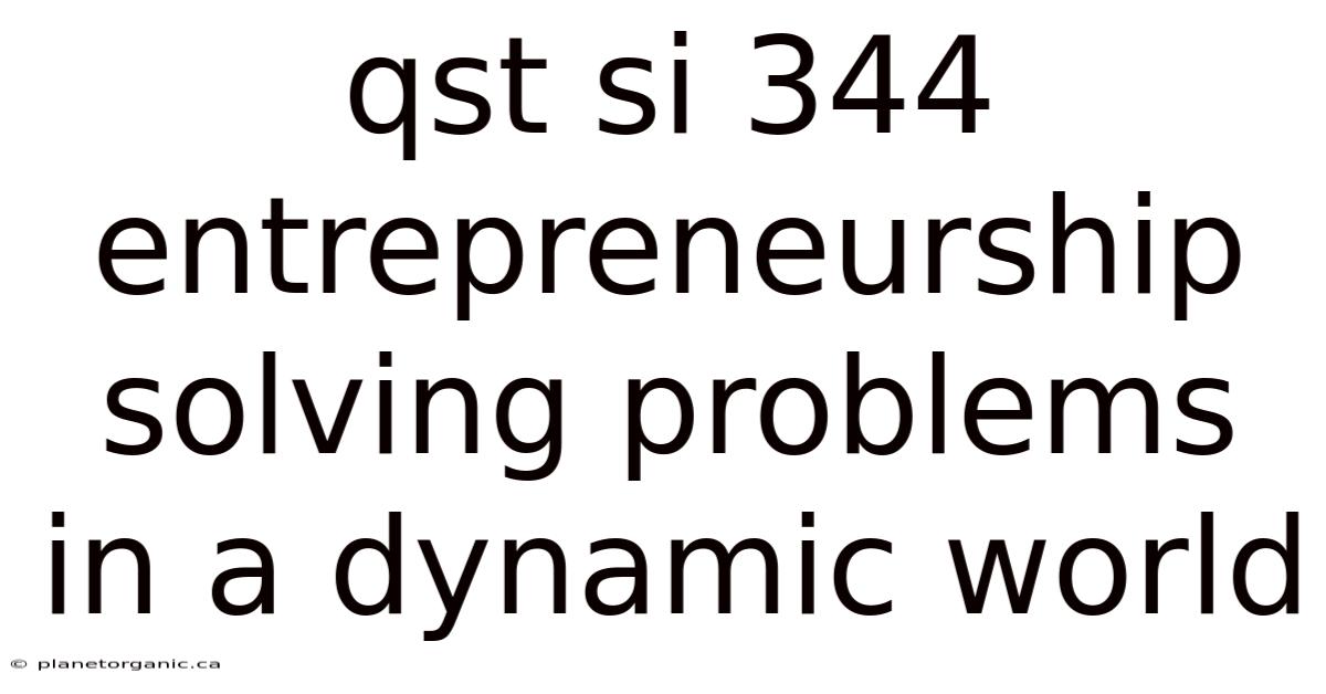 Qst Si 344 Entrepreneurship Solving Problems In A Dynamic World